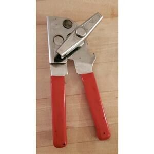 Vintage Swing-A-Way Manual Hand-Held Can Opener Red Handles Swing Away